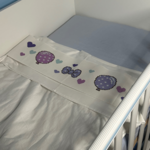 Έτοιμη Χειροποίητη Φάσα Κεντήματος με Σχέδιο "Μπαλόνια" – Σε Σιέλ Αποχρώσεις για το Αγοράκι σου! 🎈💙✨