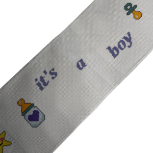 Έτοιμη Χειροποίητη Φάσα Κεντήματος με Σχέδιο "it's a boy" – Σε Σιελ Αποχρώσεις για το Αγοράκι σου! 🍼💙✨