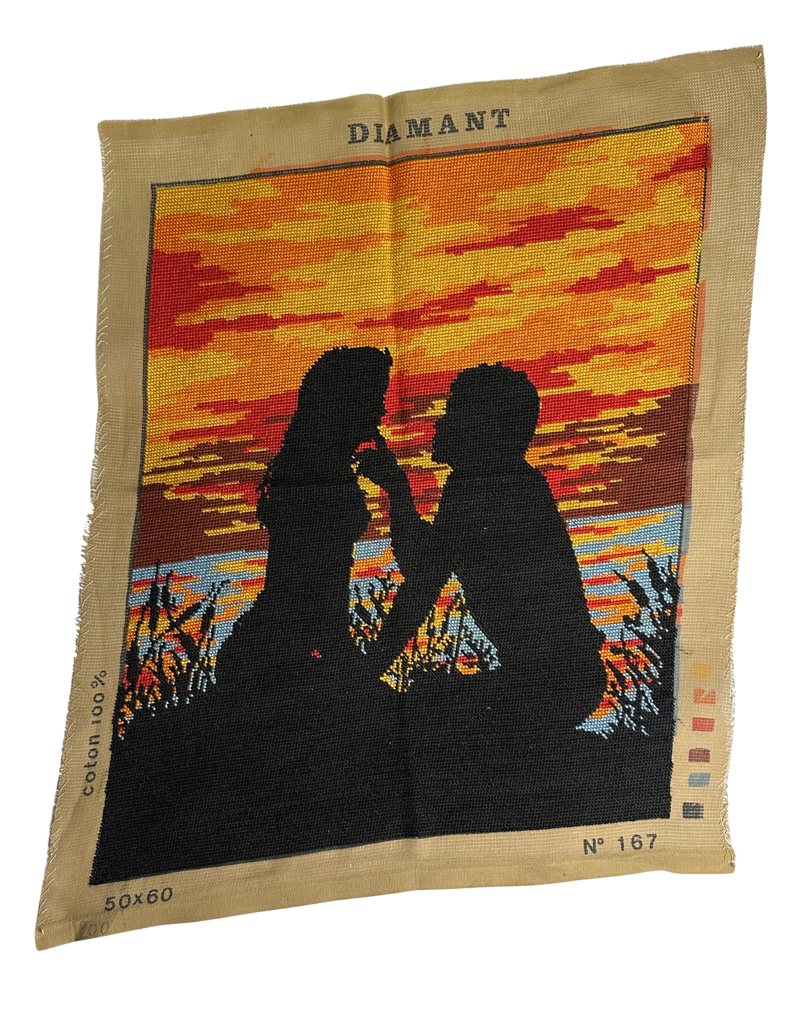 Έτοιμο Χειροποίητο Vintage Κέντημα – Ζευγάρι στο Ηλιοβασίλεμα ✨ - Image 4