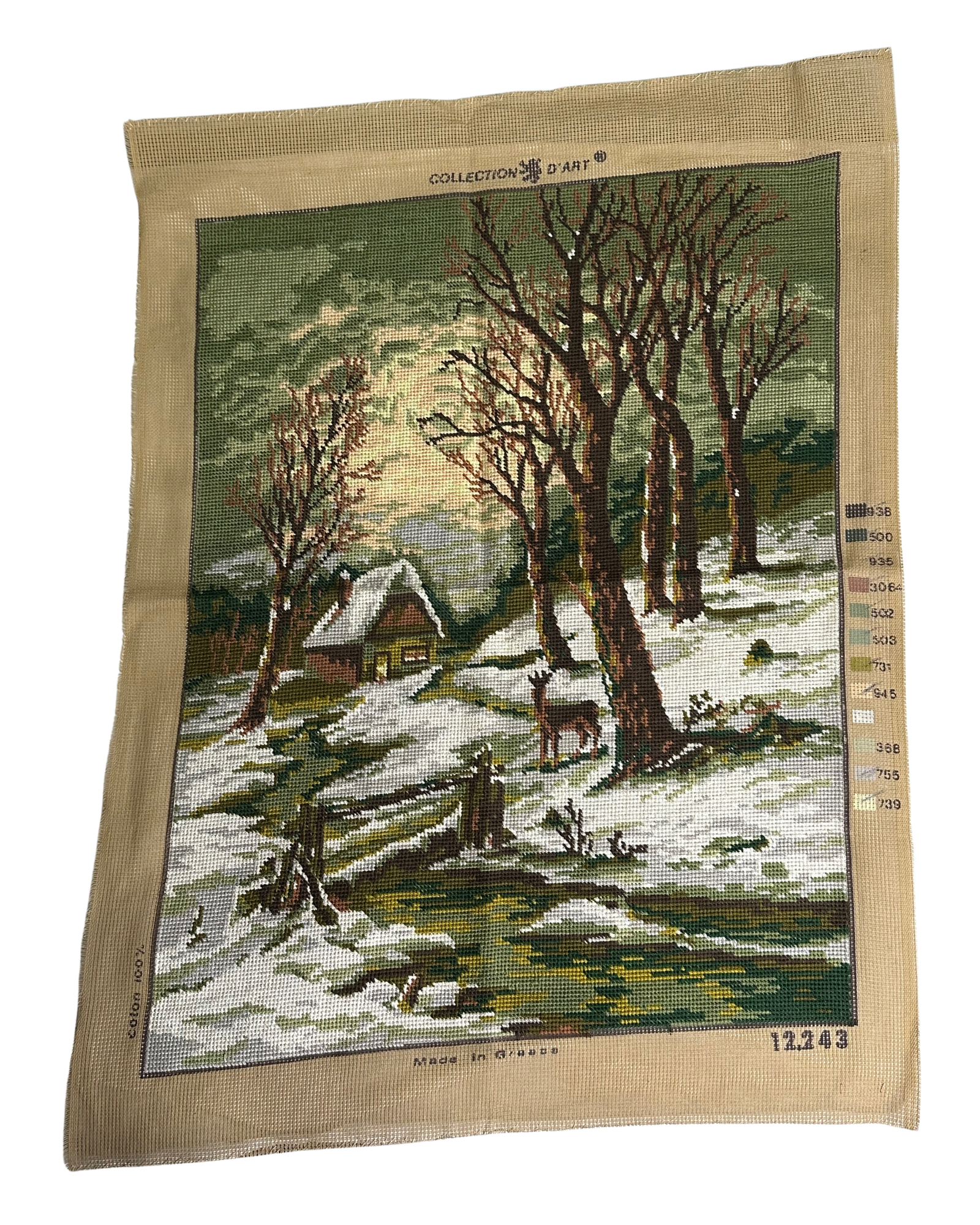 Έτοιμο Χειροποίητο Vintage Κέντημα – Χιονισμένο Τοπίο ✨ - Image 3