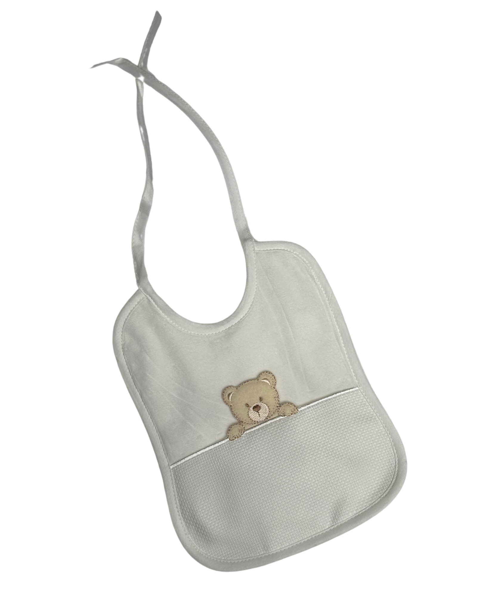 Σαλιάρα με Αρκουδάκι και Φάσα για Κέντημα – Εξατομικευμένο Σχέδιο 🧸✨