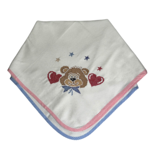 Έτοιμη Χειροποίητη Κεντημένη Πάνα Αγκαλιάς με Αρκουδάκι – Απαλή & Ιδανική για το Αγγελούδι σου! 🧸💖✨