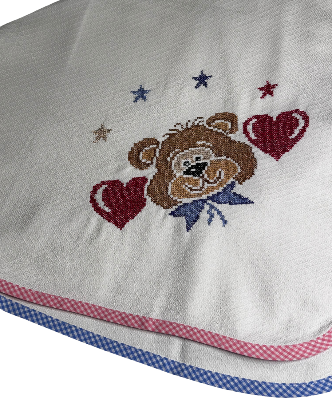 Έτοιμη Χειροποίητη Κεντημένη Πάνα Αγκαλιάς με Αρκουδάκι – Απαλή & Ιδανική για το Αγγελούδι σου! 🧸💖✨