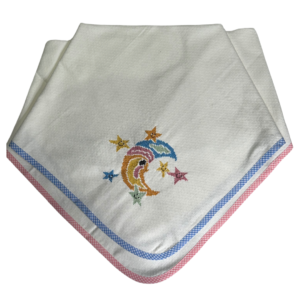 Έτοιμη Χειροποίητη Κεντημένη Πάνα Αγκαλιάς με Φεγγαράκι – Απαλή & Ιδανική για το Αγγελούδι σου! 🌙 💖✨