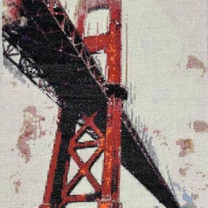 Έτοιμο Χειροποίητο Κέντημα με Σχέδιο "Golden Gate Bridge" – Με δυνατότητα Μεταποίησης ✨