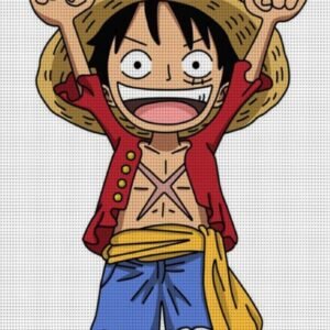 Χειροποίητο Κέντημα με Σχέδιο "Monkey D. Luffy του One Piece" – Με Δυνατότητα Μεταποίησης ✨