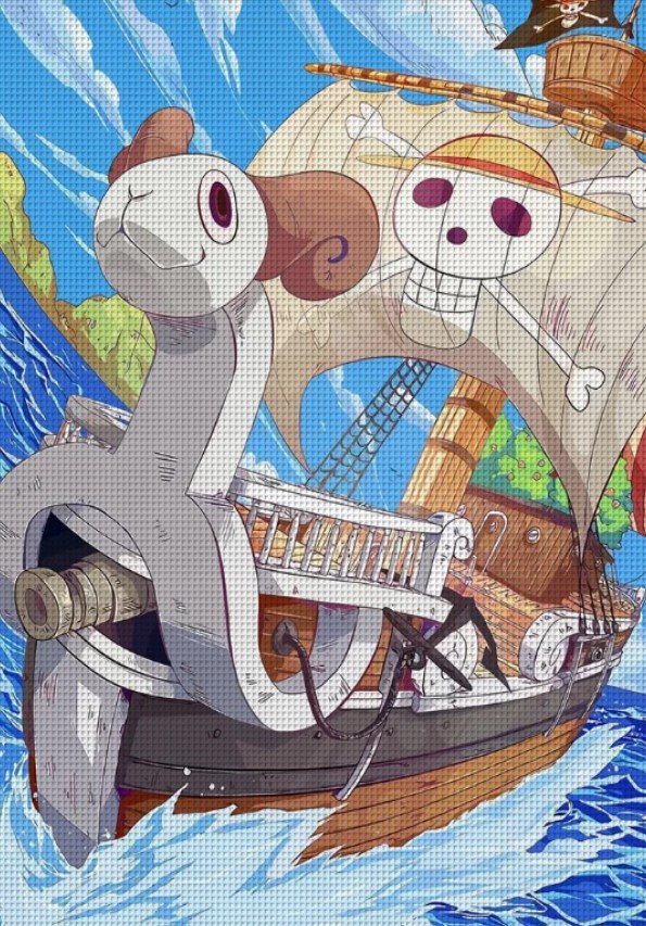 Χειροποίητο Κέντημα με Σχέδιο "Going Marry του One Piece" – Με Δυνατότητα Μεταποίησης ✨