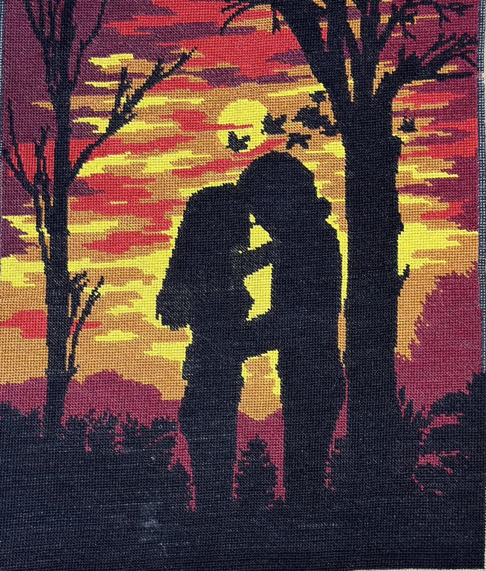 Έτοιμο Χειροποίητο Vintage Κέντημα – Ζευγάρι στο Ηλιοβασίλεμα ✨