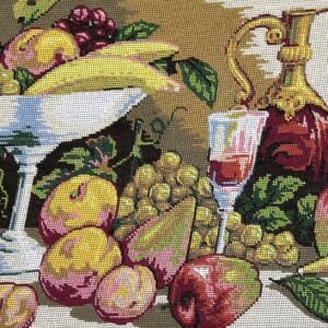 Έτοιμο Χειροποίητο Vintage Κέντημα – Φρουτιέρα με Λαχταριστά Φρούτα ✨