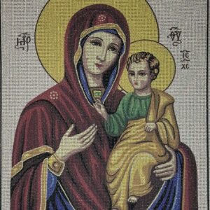 Χειροποίητο Κέντημα "Παναγία Βρεφοκρατούσα" – Μία Θρησκευτική Δημιουργία που Εμπνέει Πίστη και Σεβασμό✨