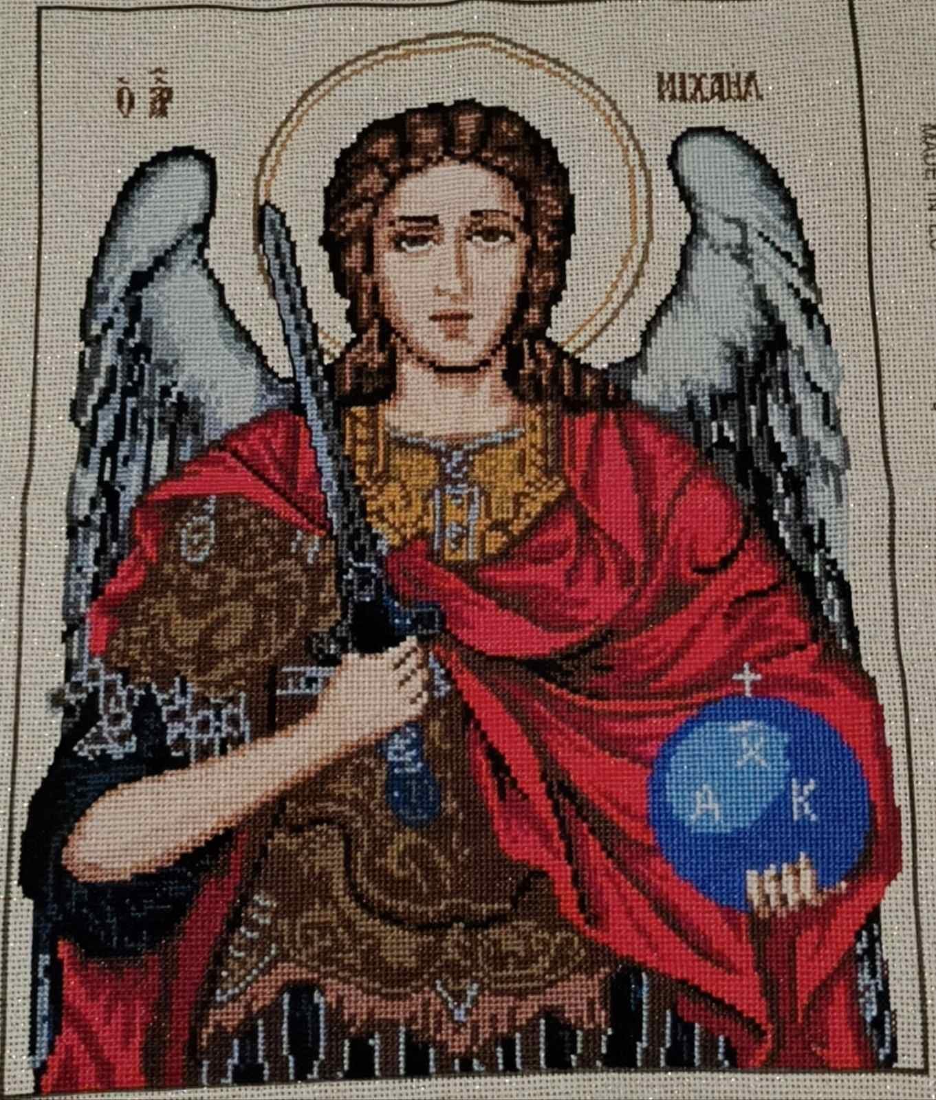 Χειροποίητο Κέντημα “Αρχάγγελος Μιχαήλ” – Μία Θρησκευτική Δημιουργία που Εμπνέει Πίστη και Σεβασμό ✨