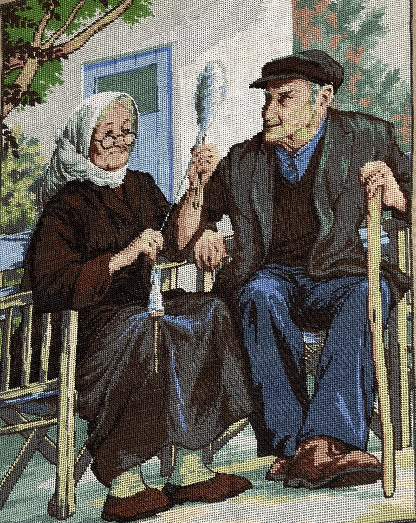 Έτοιμο Χειροποίητο Vintage Κέντημα – Παππούς & Γιαγιά ✨