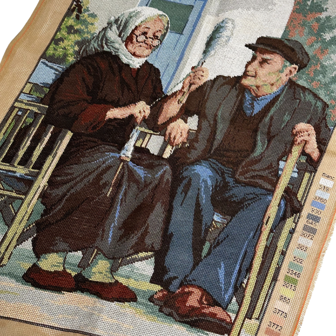 Έτοιμο Χειροποίητο Vintage Κέντημα – Παππούς & Γιαγιά ✨