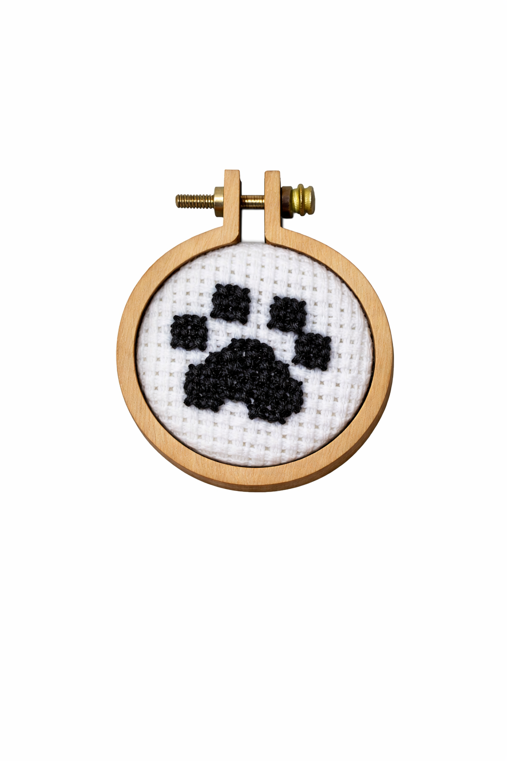 Ξύλινο Μενταγιόν Mini Τελαράκι με Χειροποίητο Εξατομικευμένο Κέντημα