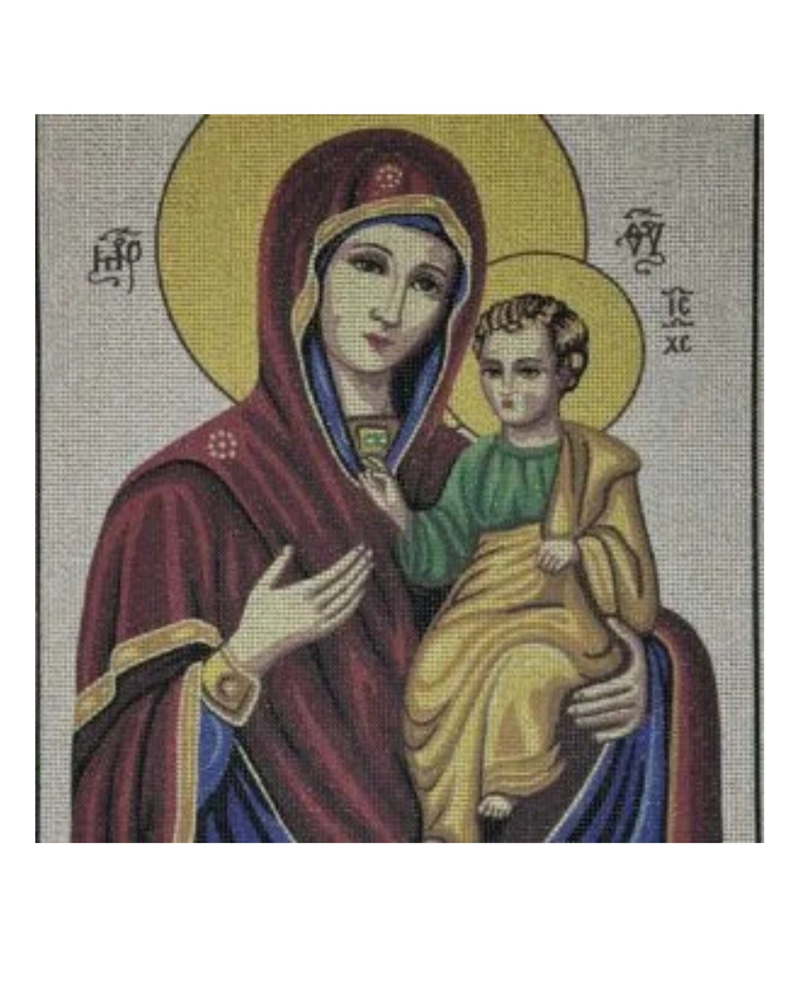 Χειροποίητο Κέντημα “Παναγία Βρεφοκρατούσα” – Μία Θρησκευτική Δημιουργία που Εμπνέει Πίστη και Σεβασμό✨