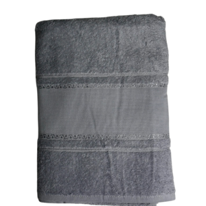 Πετσέτα Γκρι με Φάσα για Κέντημα – Εξατομικευμένο Σχέδιο 🪡🧵🌟