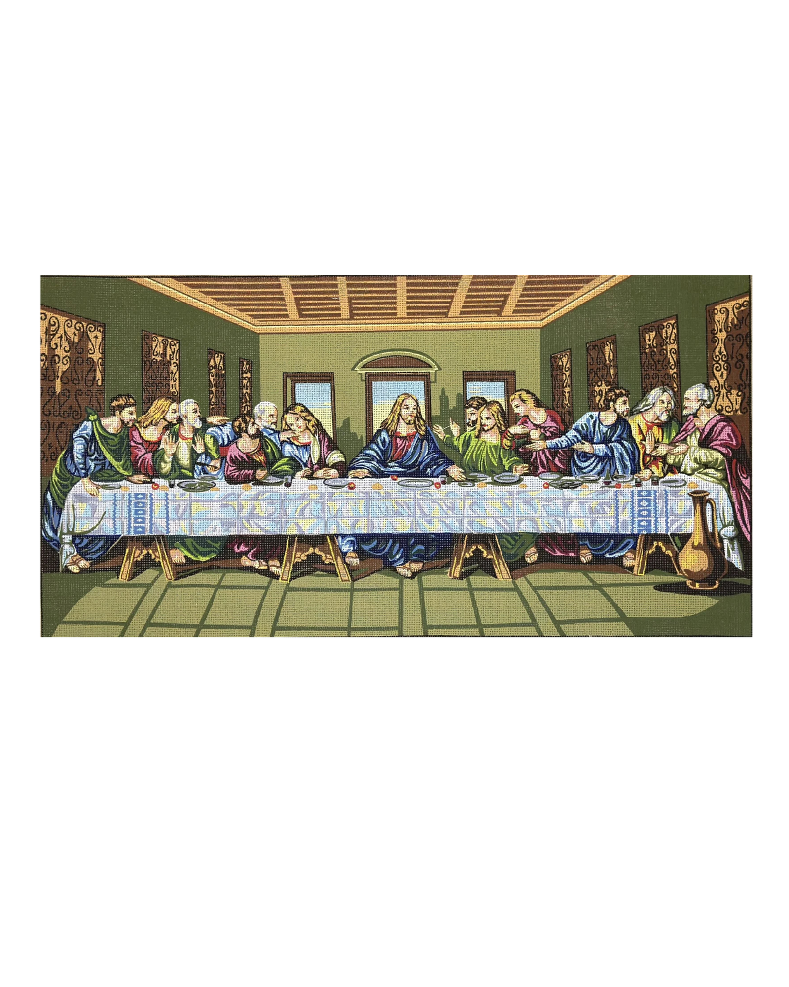 Χειροποίητο Κέντημα “Μυστικός Δείπνος” – Μία Θρησκευτική Δημιουργία που Εμπνέει Πίστη και Σεβασμό✨