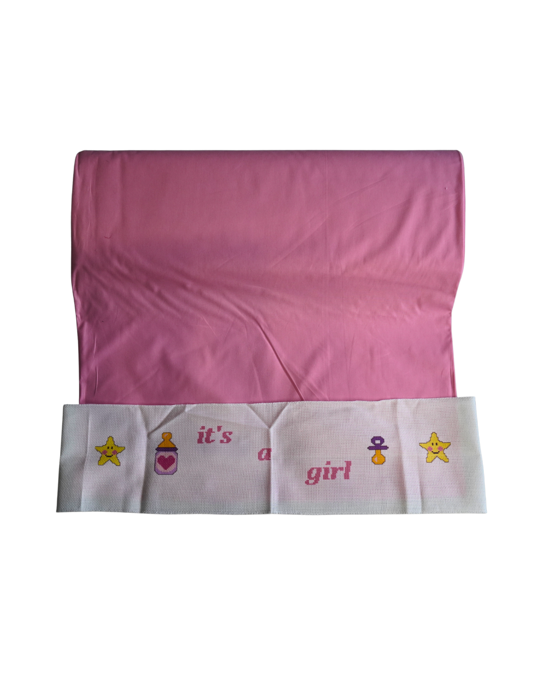 Έτοιμη Χειροποίητη Φάσα Κεντήματος με Σχέδιο ” it’s a girl” – Σε Ροζ Αποχρώσεις για το Κοριτσάκι σου! 🍼💗✨