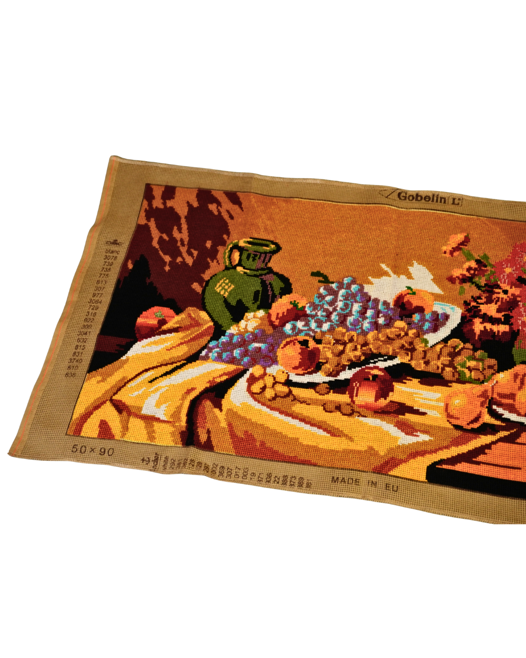 Vintage Χειροποίητος Κεντημένος Καμβάς "Φρούτα & Λουλούδια σε Τραπέζι" - Image 5