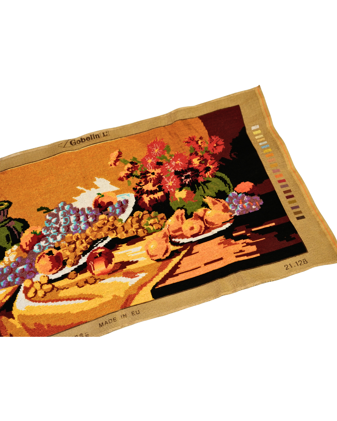 Vintage Χειροποίητος Κεντημένος Καμβάς "Φρούτα & Λουλούδια σε Τραπέζι" - Image 6