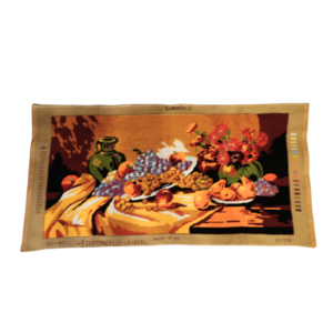 Έτοιμο Χειροποίητο Vintage Κέντημα – Φρούτα & Λουλούδια σε Τραπέζι ✨