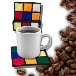 Custom Χειροποίητα Κεντημένα Κόστερ με Θήκη - Κέντημα σε Πλαστικό Καμβά ☕✨