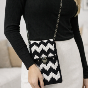 Χειροποίητη Κεντημένη Crossbody Τσάντα από Πλαστικό Καμβά