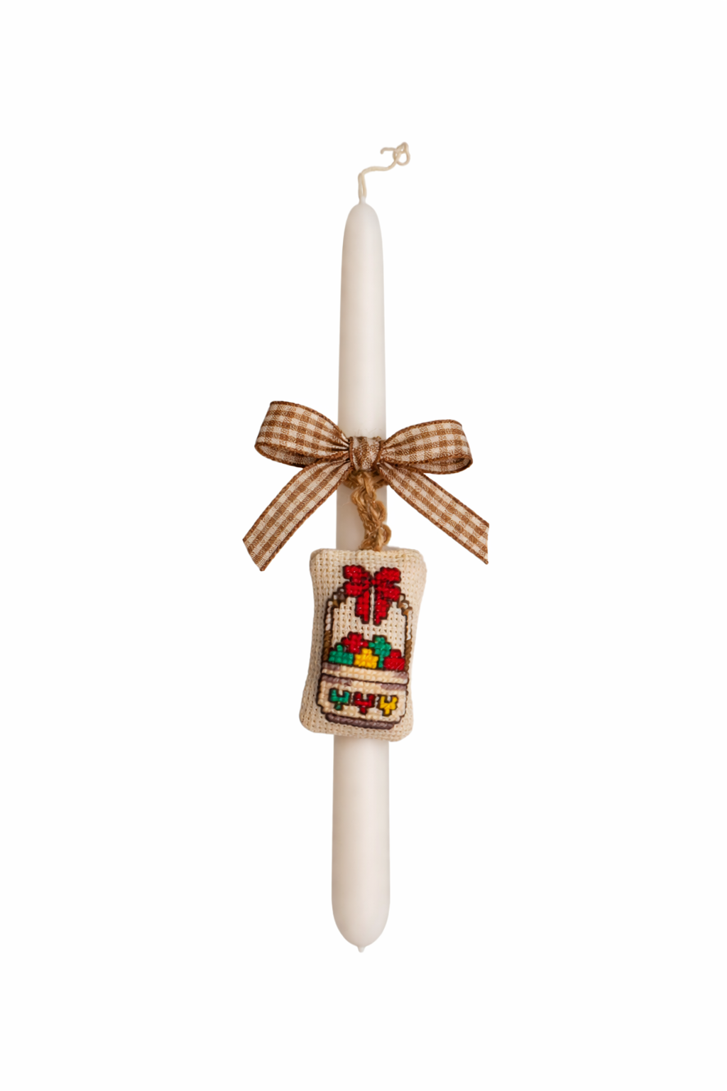 Πασχαλινό Σετ με Κλασική Λαμπάδα & Κεντημένο Μπρελόκ (Custom)