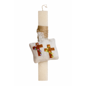 Premium Πασχαλινό Σετ με Ανάγλυφη Λαμπάδα Κηρήθρα & Κεντημένο Μπρελόκ (Custom)