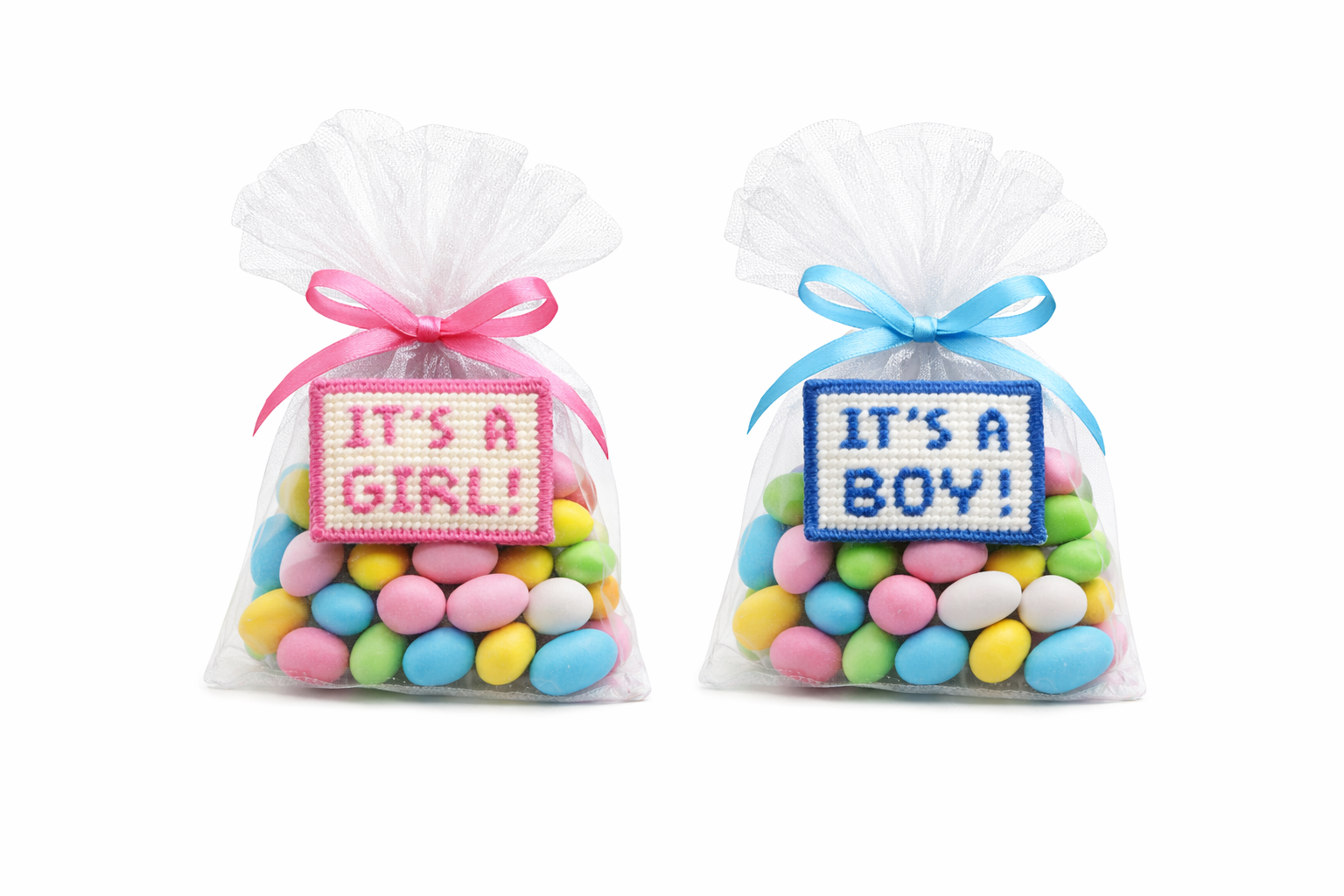 Κεντημένα διακοσμητικά μπομπονιέρας