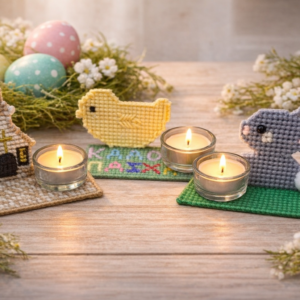 Χειροποίητο Κεντημένο Πασχαλινό Διακοσμητικό με Ρεσώ σε Γυάλινη Βάση – Εξατομικευμένο Κέντημα